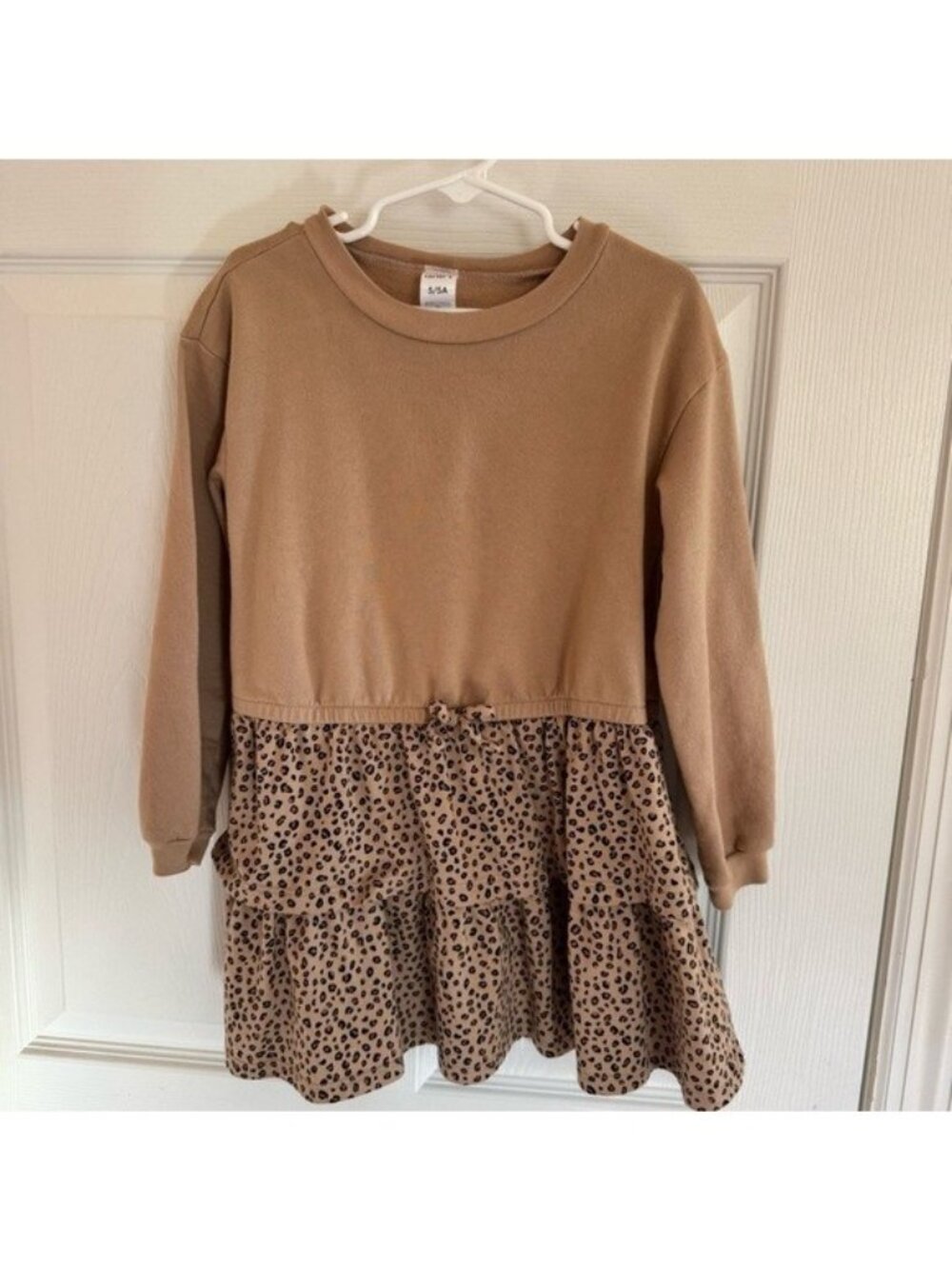 Carter’s Girls 5T Dress Long Sleeve Leopard Print Tiered Sweatshirt Casual Play